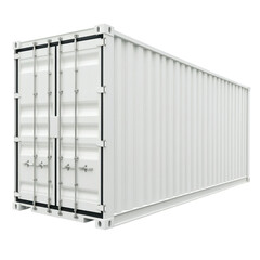White Cargo Container Mockup on transparent background.