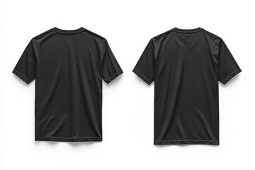Fototapeta premium Blank men black t-shirt mockup template front and back, isolated on transparent background, 3D rendering
