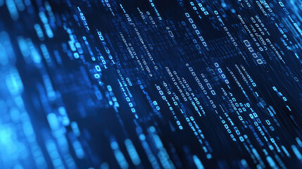 Abstract Digital Background, Binary Code and AI Algorithms in Motion, Ideal for Tech - Themed Visuals and Representing the Digital Realm