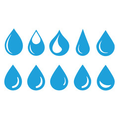 Droplets symbol set flat style vector art illustration
