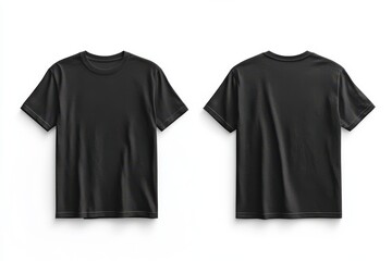 Naklejka premium Blank men black t-shirt mockup template front and back, isolated on transparent background, 3D rendering