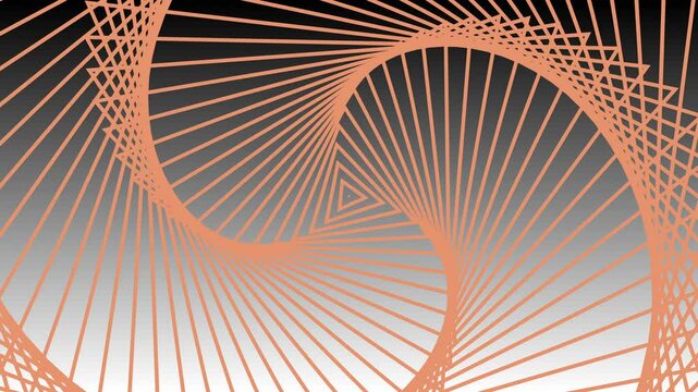 The whitish black background is a 3D animated triangular line with pink gradations rotating over and over again changing colorful.

