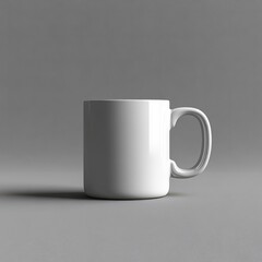 Blank white ceramic mug, coffee mug mockup, front view, isolated on transparent background, 3D rendering