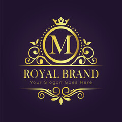 Letter M luxury gold logo concept