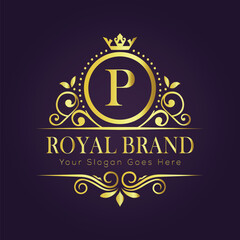 Letter P luxury gold logo concept