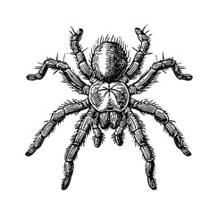 Obraz premium spider tarantula engraving black and white outline