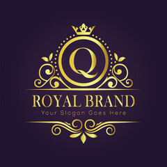 Letter Q luxury gold logo concept

