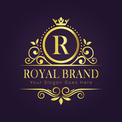 Letter R luxury gold logo concept

