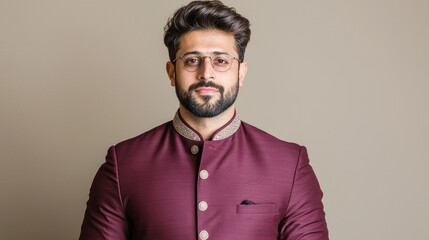 Obraz premium Portrait of a man in formal attire, neutral background, studio shot, for professional profiles