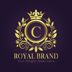Letter C luxury gold logo concept