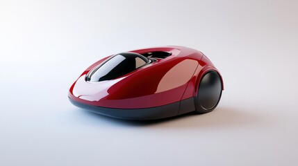Red futuristic vehicle, studio shot, white background, design concept