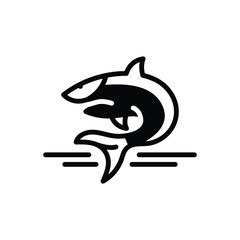 Black solid icon for fish