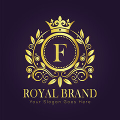 Letter F luxury gold logo concept