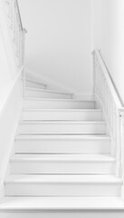 Obraz premium A Minimalist View of a Staircase in All White in a Clean and Bright Style