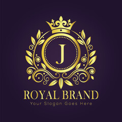 Letter J luxury gold logo concept