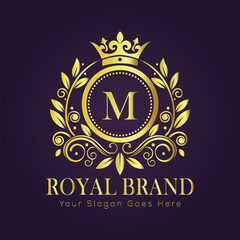 Letter M luxury gold logo concept