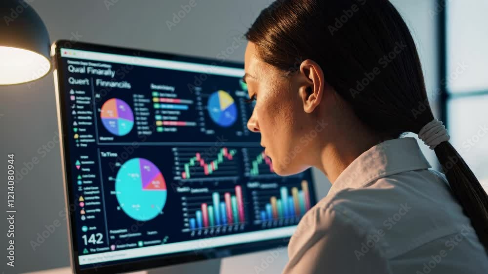Leinwandbilder analyzing financial data on a modern workspace computer screen