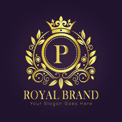 Letter P luxury gold logo concept