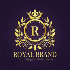Letter R luxury gold logo concept

