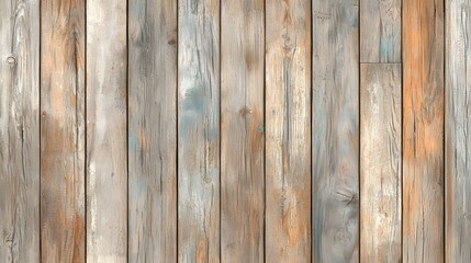 Naklejka premium Weathered and distressed wooden planks in a variety of warm brown tones creating a textured background perfect for rustic vintage farmhouse or country inspired interior design projects home decor