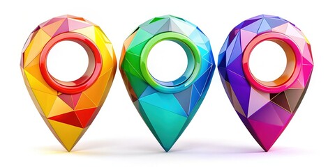 3D Map Pointer Set -  Colorful Geometric Navigation