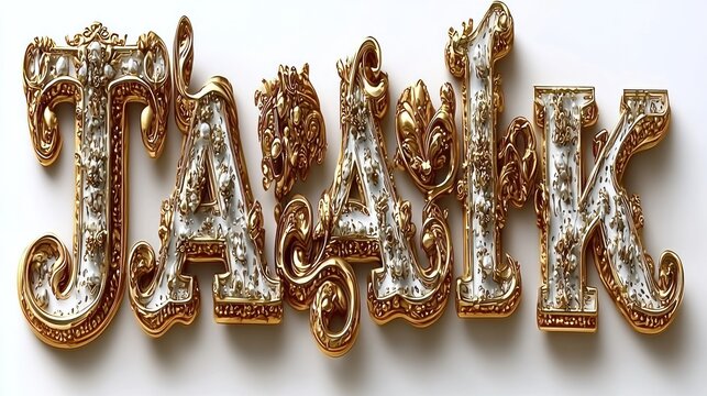 Ornate Gold and White Thank You Lettering with Intricate Floral Details - Powered by Adobe