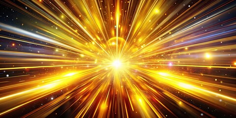 Naklejka premium Abstract Gold Light Trail Cosmic Explosion Hyperjump Galaxy