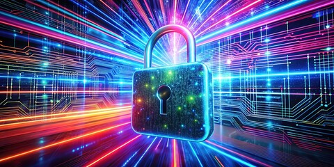 Binary code secures digital defenses. Long exposure reveals vulnerabilities.