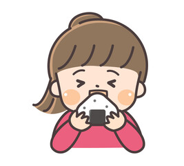 おにぎりを食べるかわいい女の子