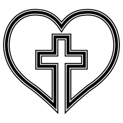 Heart with Cross Icon, heart cross love faith religion Christianity