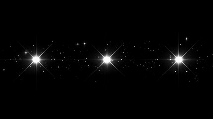 Three Bright Stars in Dark Space; Celestial Light Burst.