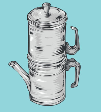 recommend clip art: Neapolitan flip coffee pot hand drawn. vector illustration