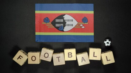 Eswatini flag with football title. football concept