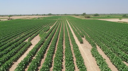 Vast Green Field Rows Thrive