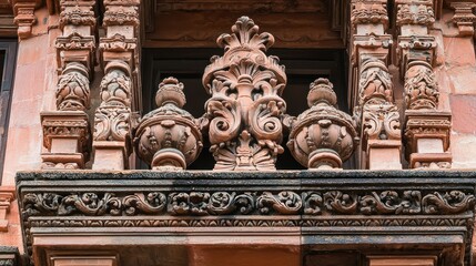 Fototapeta premium An intricately designed historical building with detailed carvings and ornate architecture, blending old and new styles