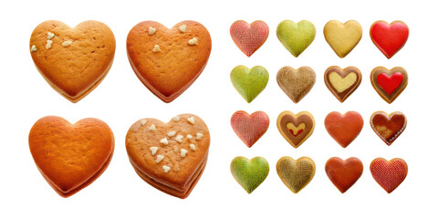 Heart-Shaped Cookies,PNG set collection, isolated on transparent background