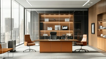 Modern Executive Office Interior Design with Luxurious Furnishings