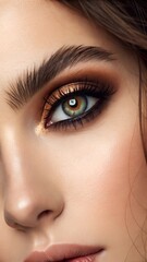 close up of a female eye	