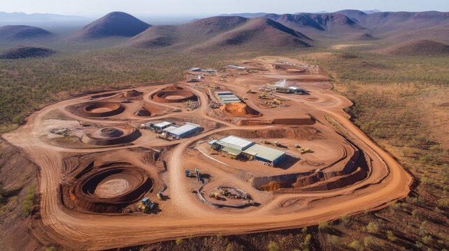 Aerial View of Mine Operation in Desert