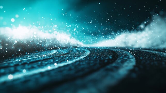 Abstract imagery of digital technology and online cybersecurity data protection, including a polygon internet network connection on a dark blue background, emphasizing front focus and back blur, and