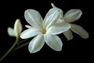 Fototapeta premium Elegant White Flowers Dark Background Closeup Nature Photography Botanical Bloom