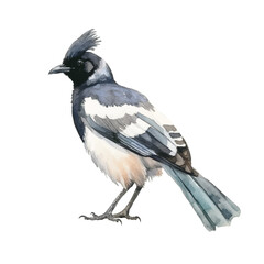 watercolor Magpie Robin isolated white background