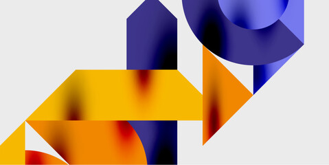 Detailed composition of circles, semicircles, and triangles with glossy effects and smooth gradients. A sleek and modern vector design for creative and tech-inspired projects