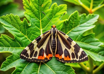 Obraz premium Jersey Tiger Moth on Fig Leaf, North London, July