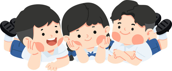 Joyful children resting on the floor