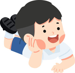Kid Playful student  lying down