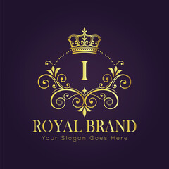 Letter I luxury gold logo concept