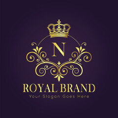 Letter N luxury gold logo concept