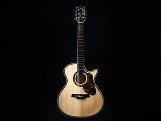Obraz premium Elegant Acoustic Guitar on Black Background