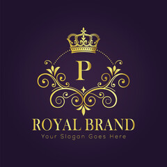 Letter P luxury gold logo concept